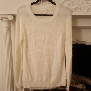 FeelthePiece White Furry Long-Sleeve Long Sweater